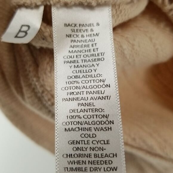 Anne Taylor Sweater Women's Tan 3/4 Sleeve Rear 1/4 Zip Crocheted Front Cotton - Picture 3 of 11